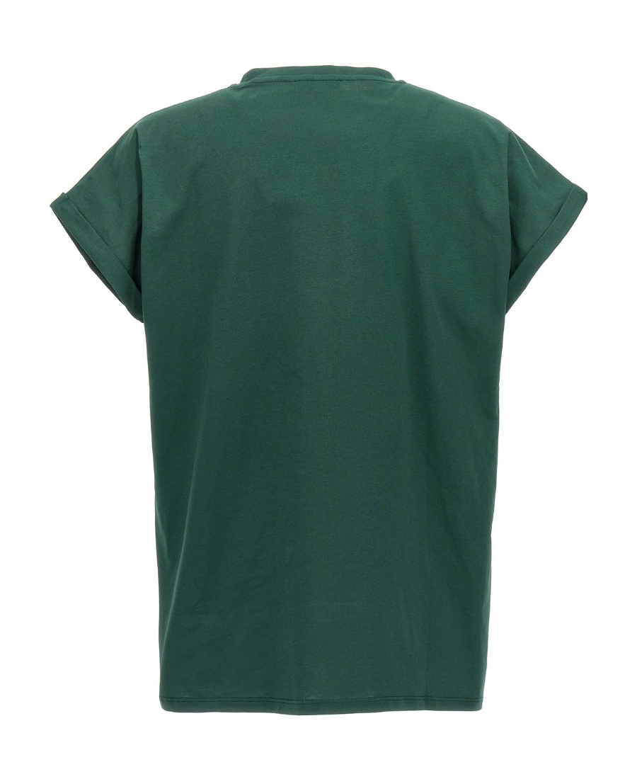 Balmain Flocked-logo Cotton T-shirt In Green