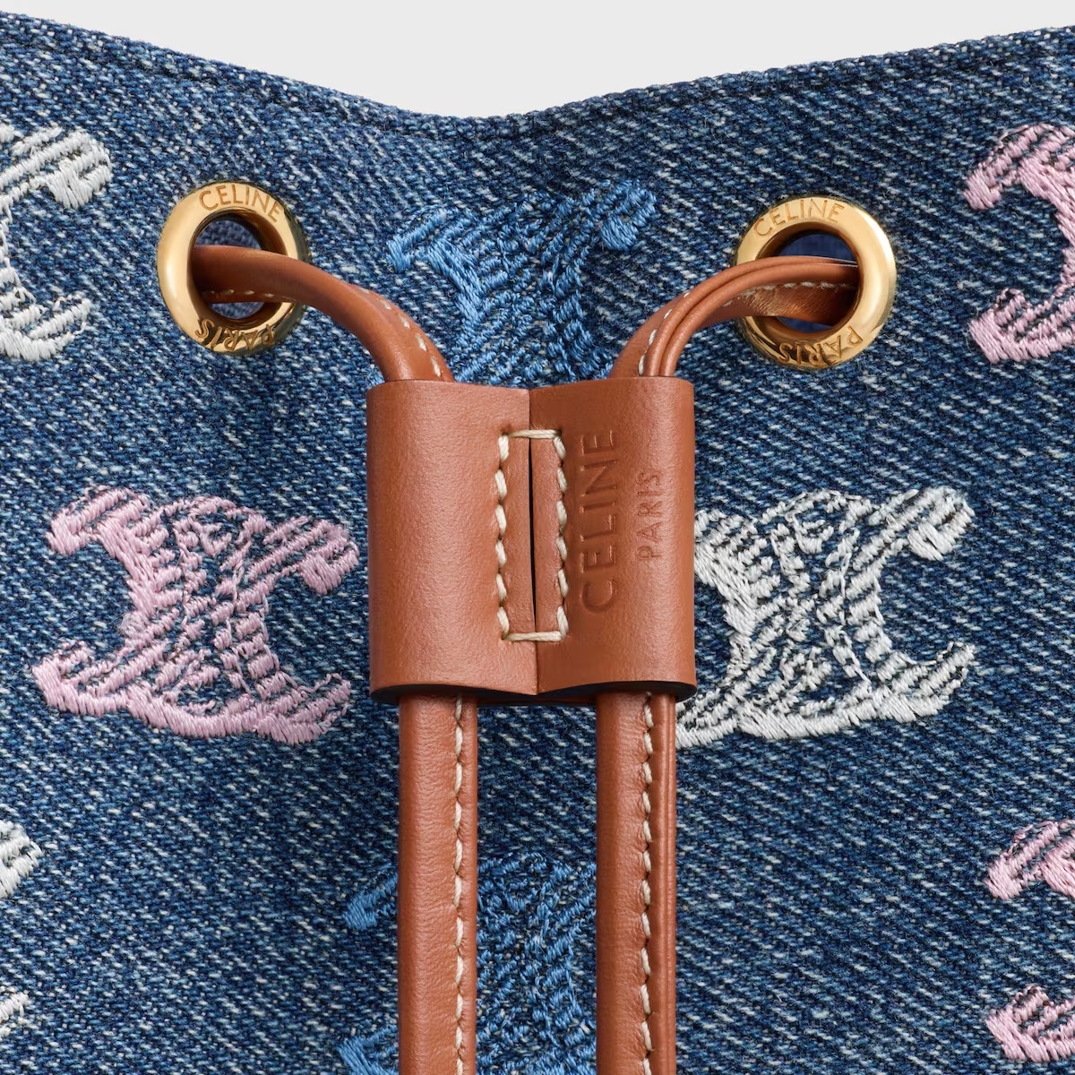 Celine Micro Sailor In Denim With Triomphe All Over In Blue