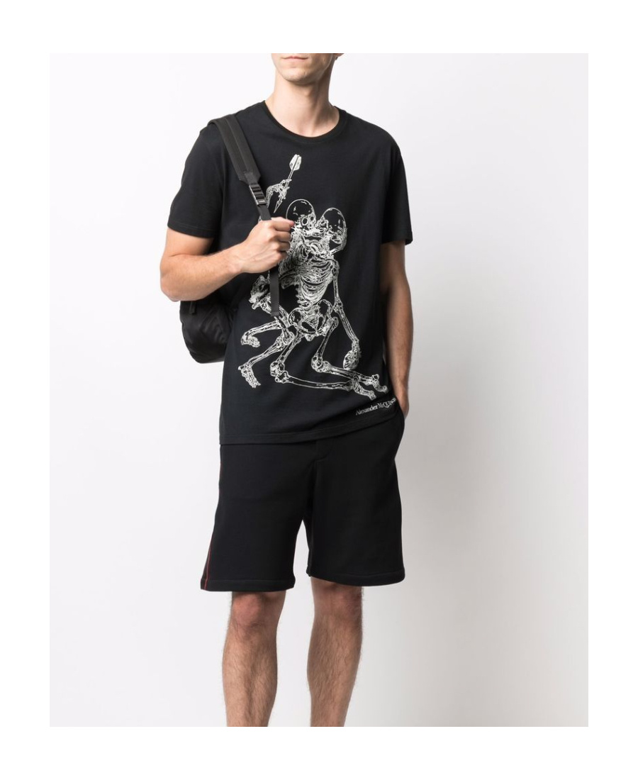 Alexander Mcqueen Logo Tape Cotton Sweat Shorts In Black