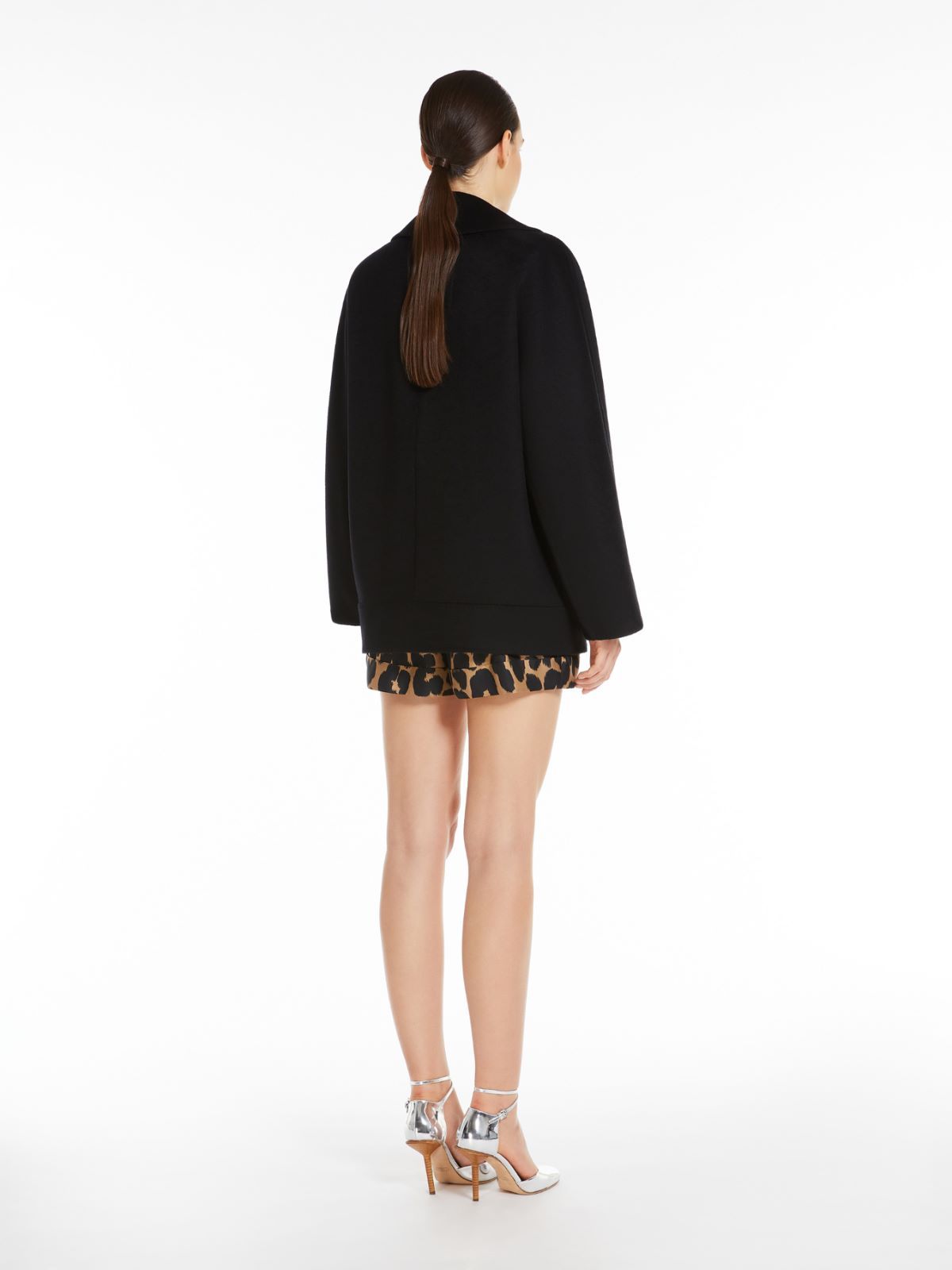 Max Mara Wool Double Tweed Coat In Black