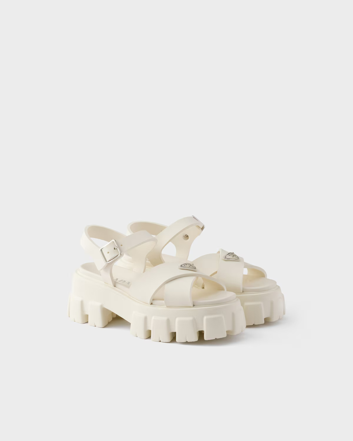 Prada Monolith Rubber Sandals In White