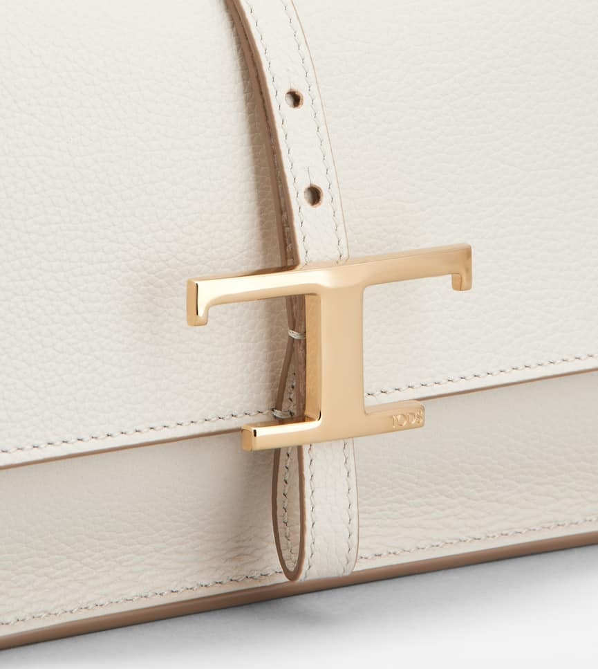 Tod's T Timeless Leather Mini Clamshell Bag In White