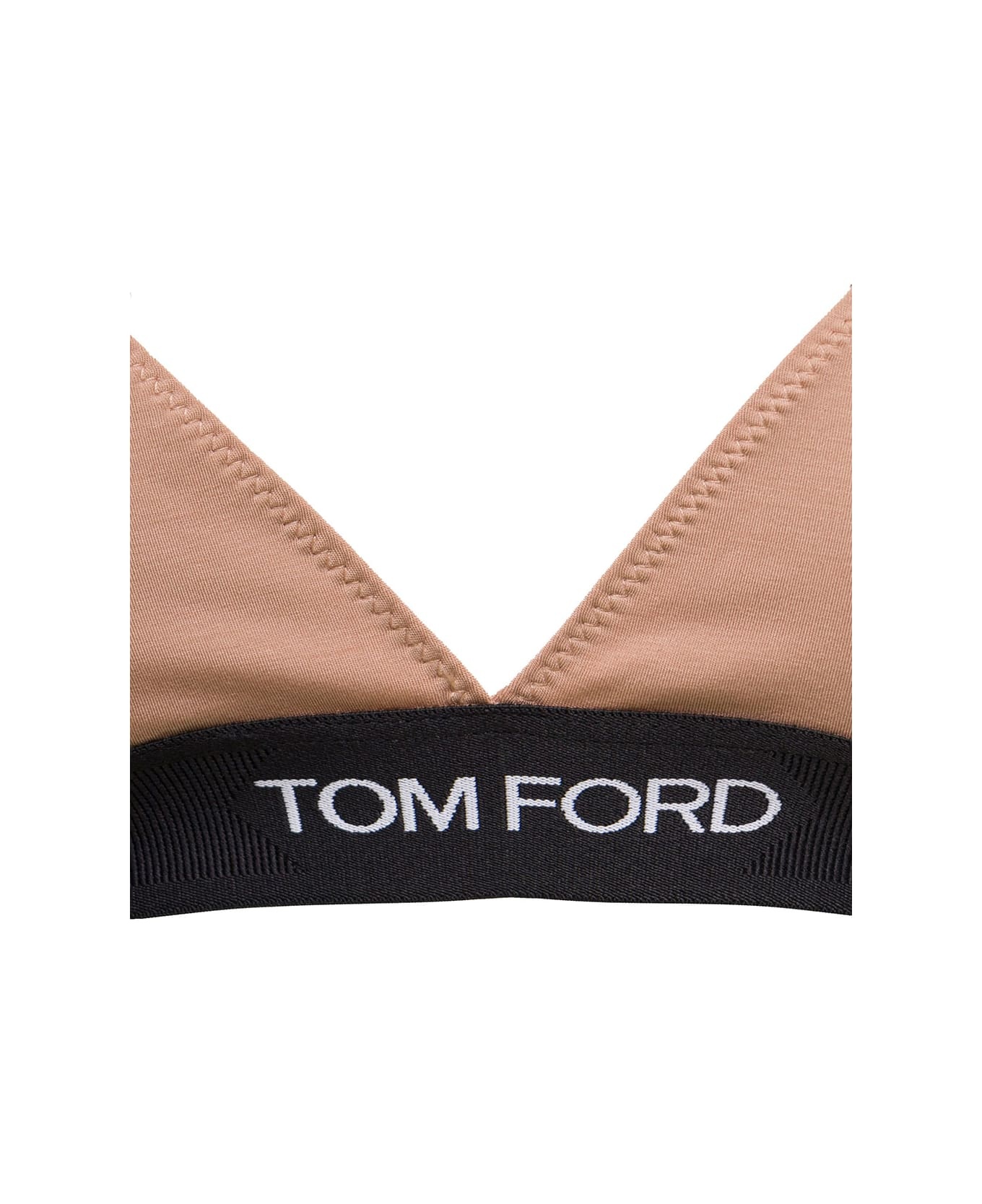 Tom Ford Logo-print Triangle Bra In Nude