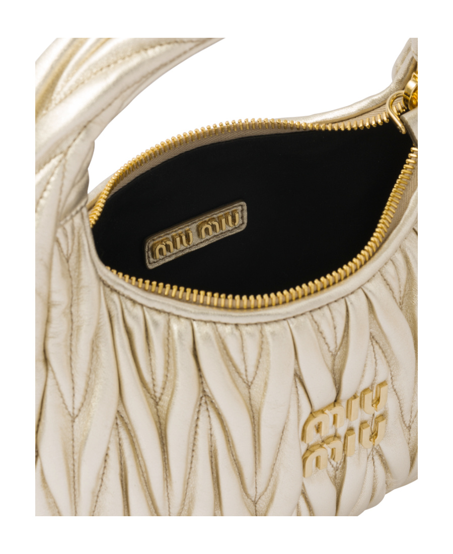 Miu Miu Lamb Leather Quilted Shoulder Bag In Nude