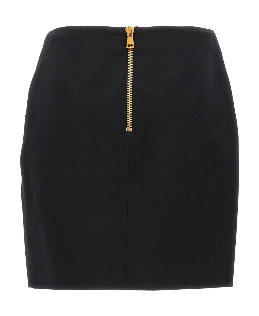 Balmain Lion Embossed-button Miniskirt In Black