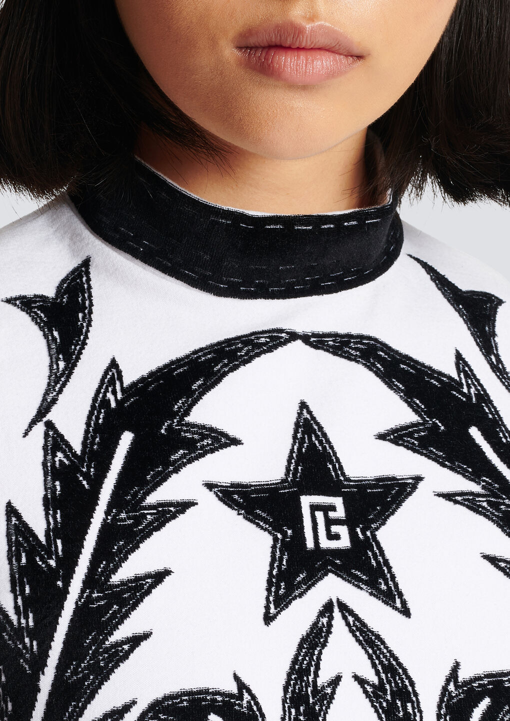 Balmain Pb Baroque Crop Top In White