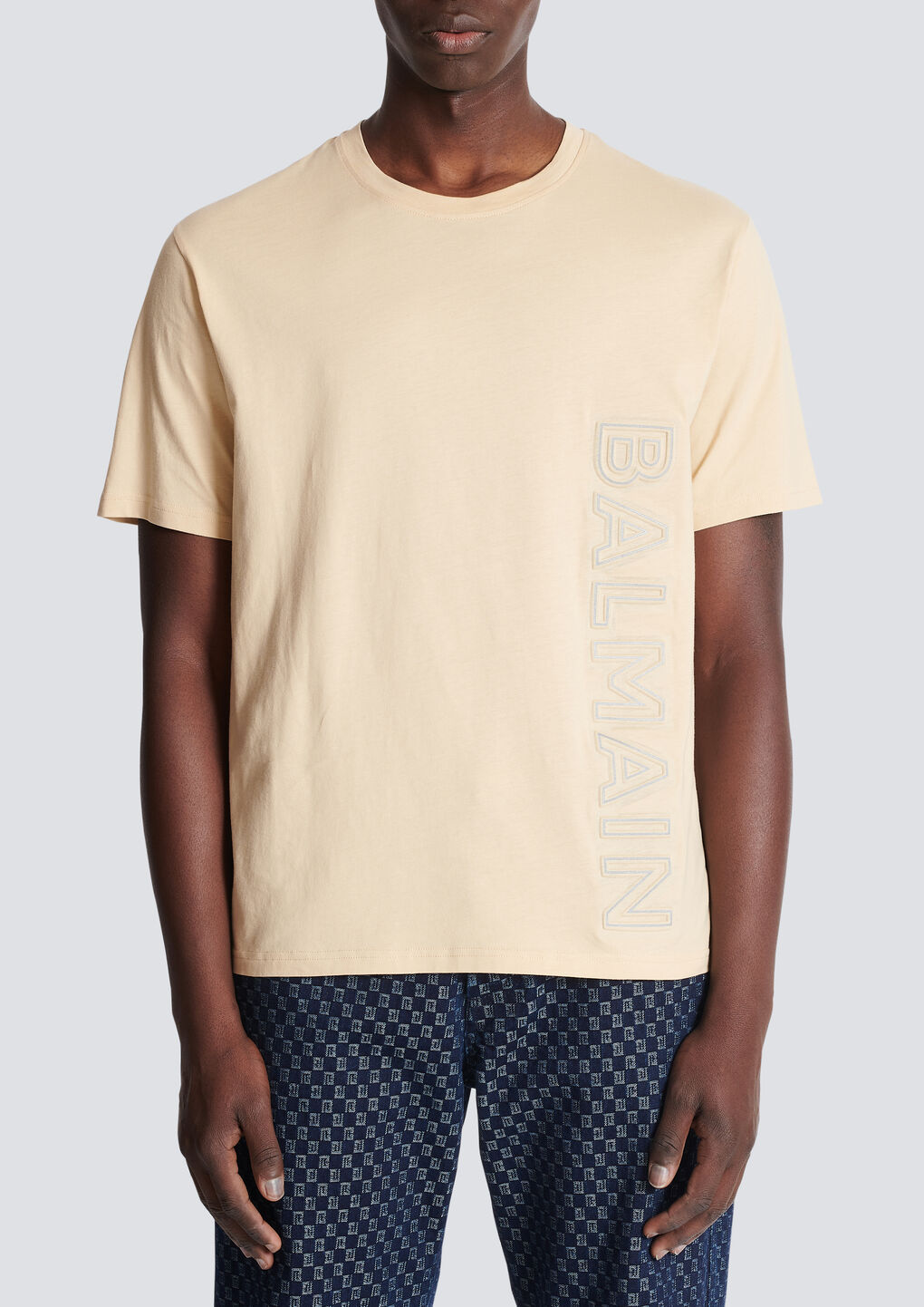 Shop Balmain Embossed T-shirt In Nude