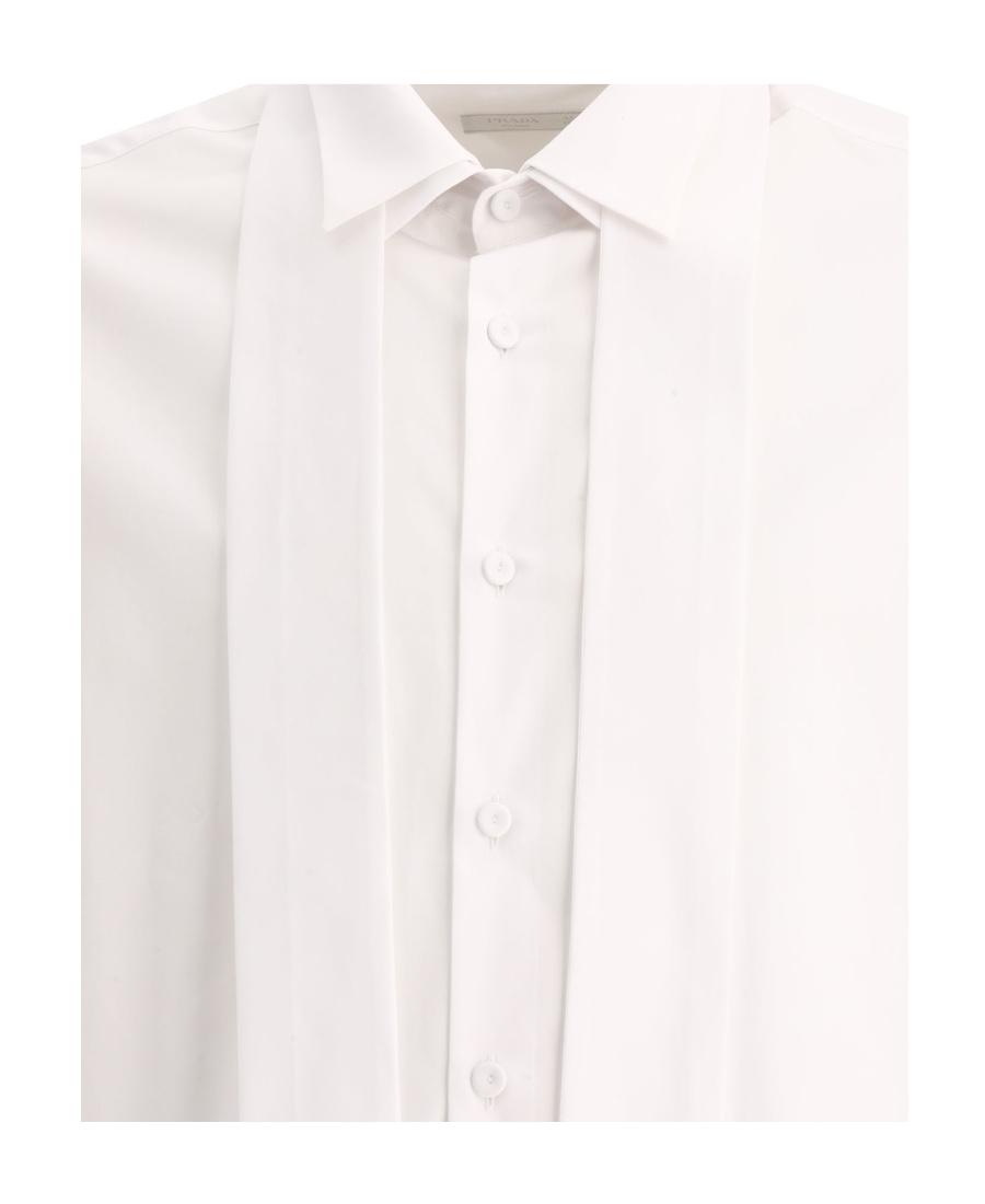 Prada Buttoned Collar Shirt With Long Sleeves In White