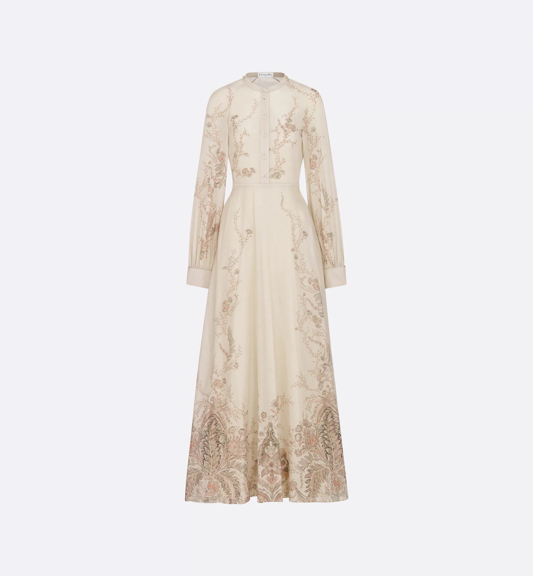Dior Long Dress With Removable Ruched Collar In Neutral