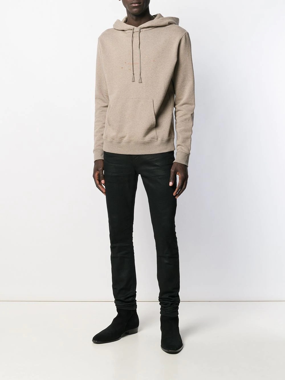 Saint Laurent Cotton Star Logo Printed Sweater In Nude