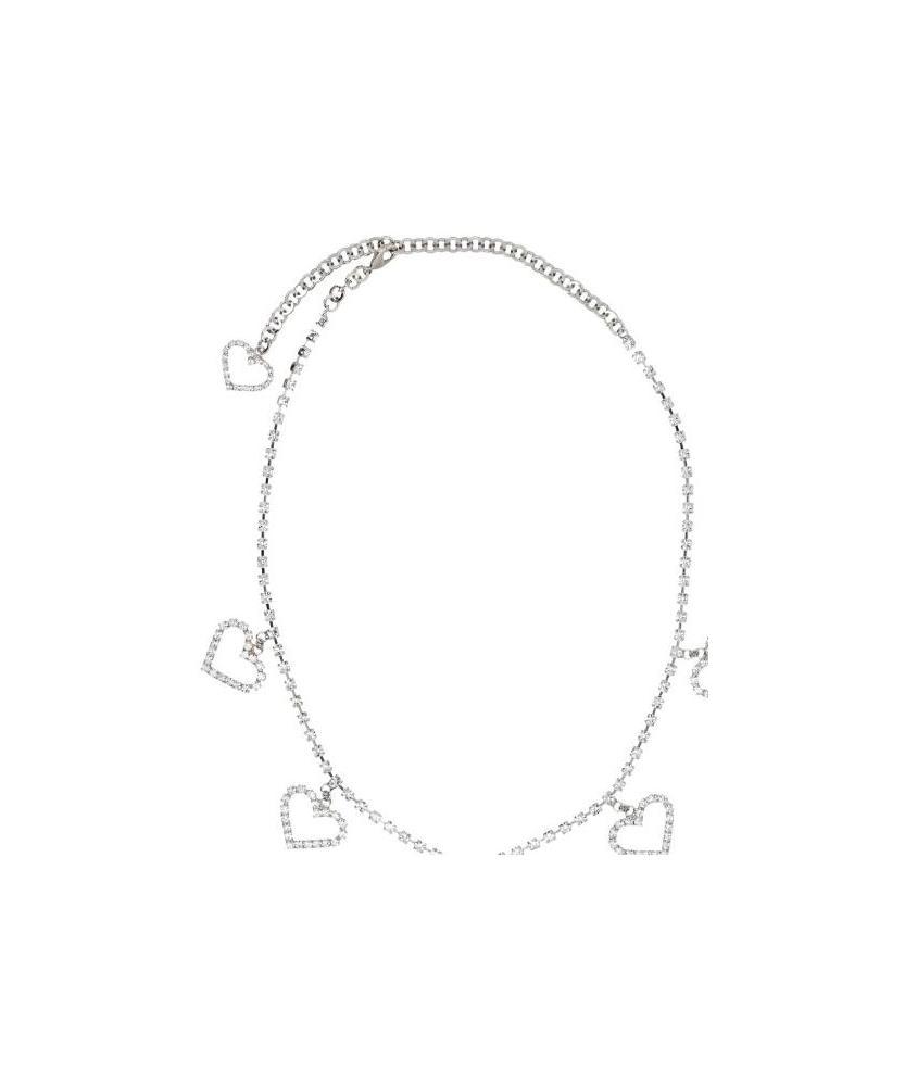Alessandra Rich Crystal Heart Necklace In White