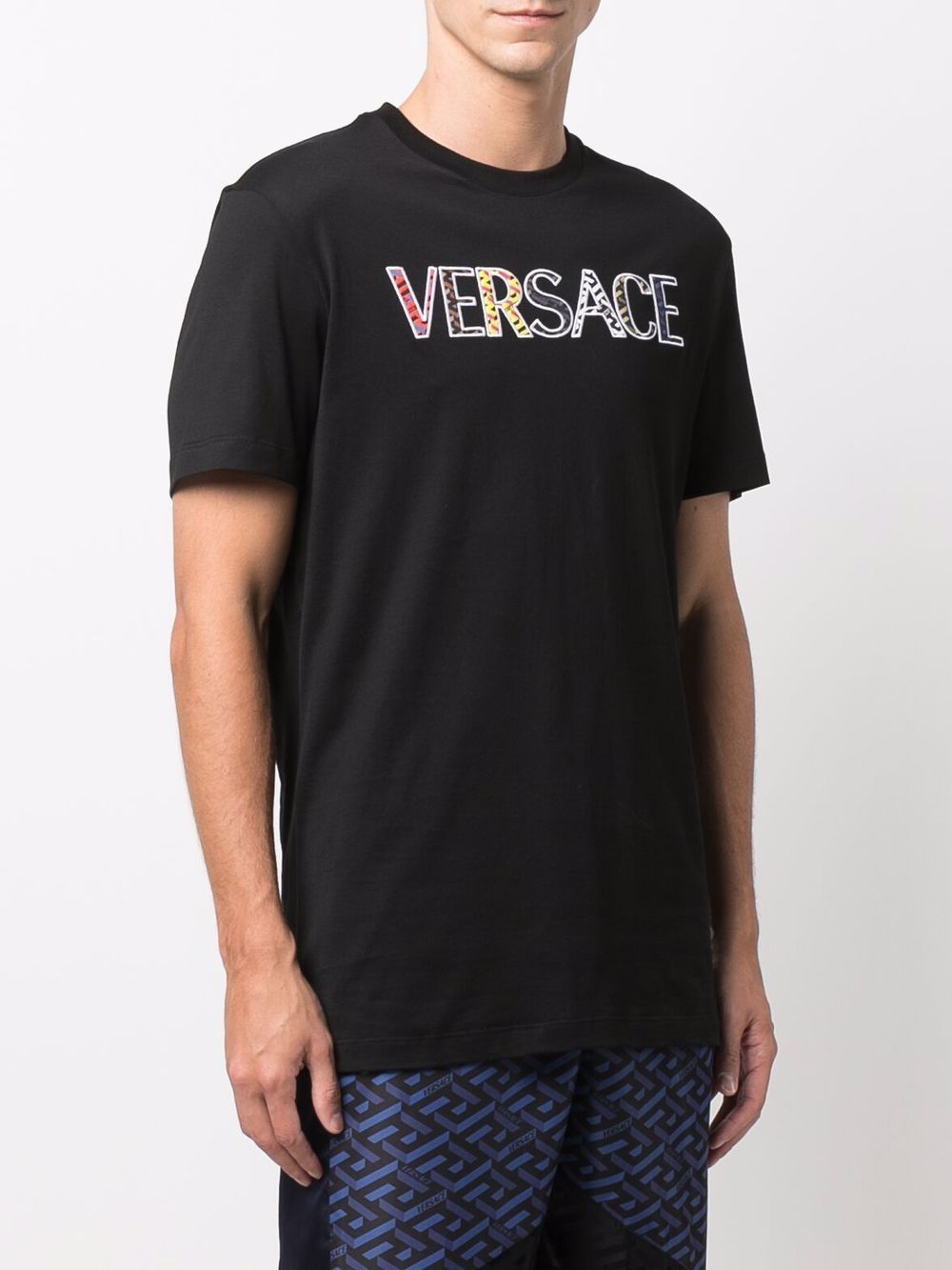 Versace Logo Print T-shirt In Black