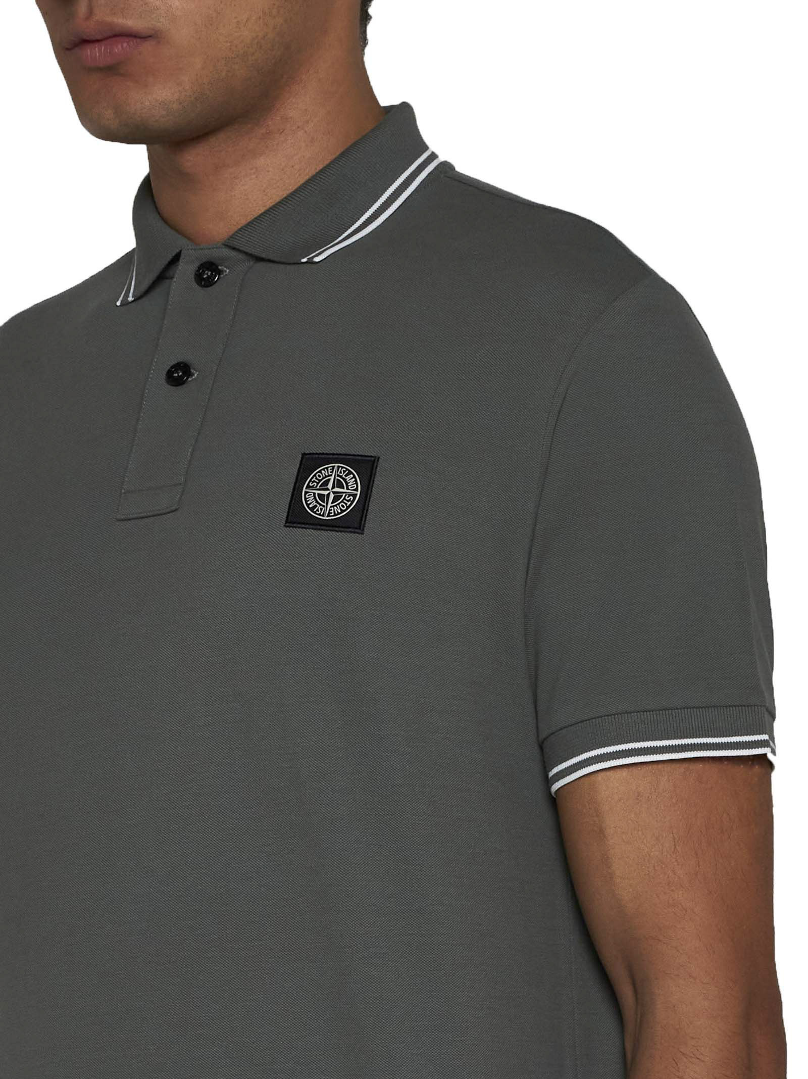 Stone Island Slim Fit Short Sleeve Polo Shirt In Gray