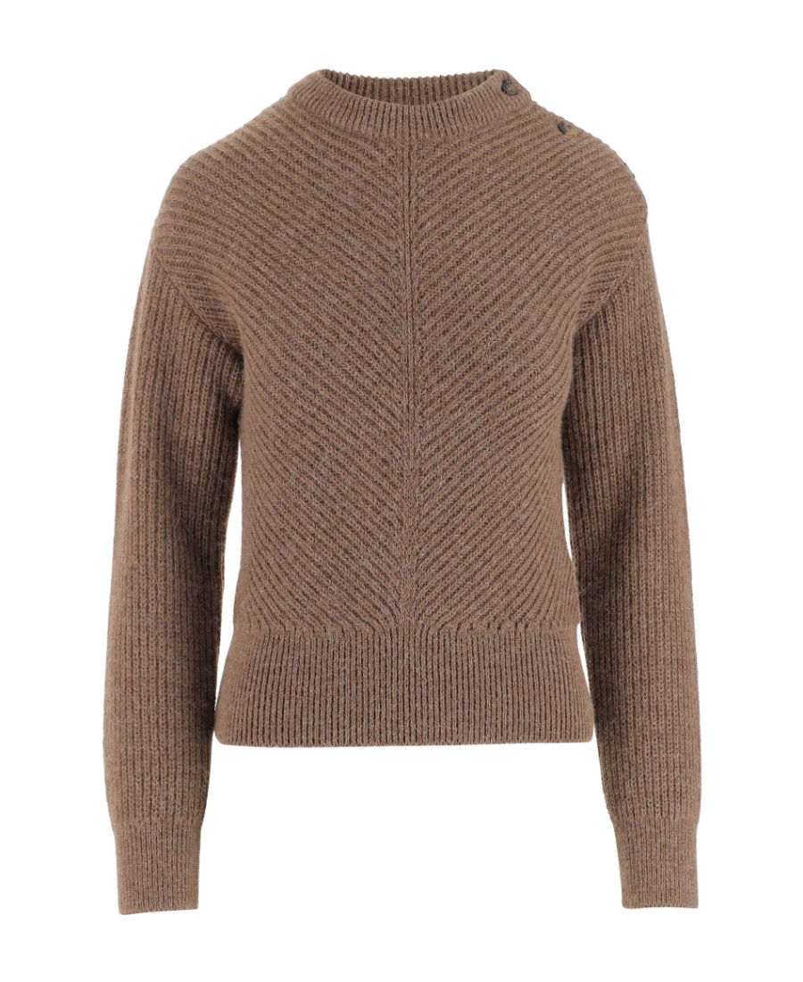 Bottega Veneta Chevron Knit Sweater In Alpaca In Brown
