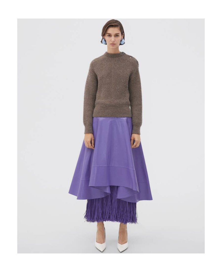Bottega Veneta Chevron Knit Sweater In Alpaca In Brown