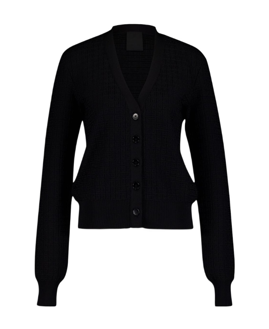 Givenchy 4g-jacquard V-neck Cardigan In Black