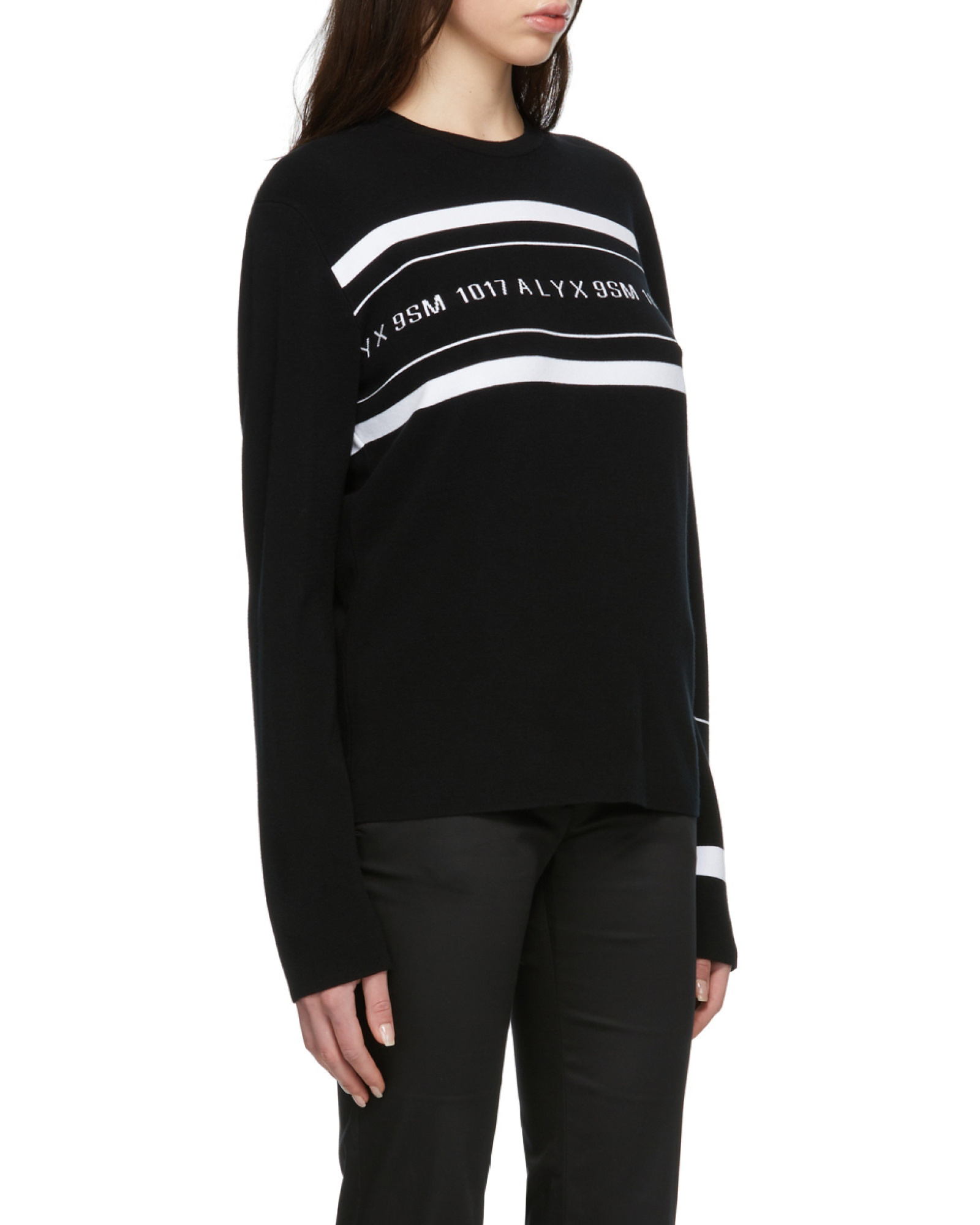 Alyx Contrast-logo Striped Jumper In Black