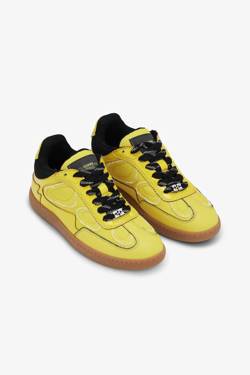 Ganni Yellow Synthetic Leather And Fabric Sneakers In Yellow