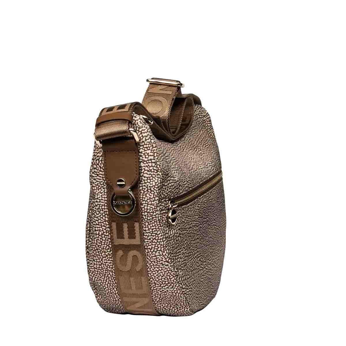 Borbonese Zipped Medium Shoulder Bag In Brown