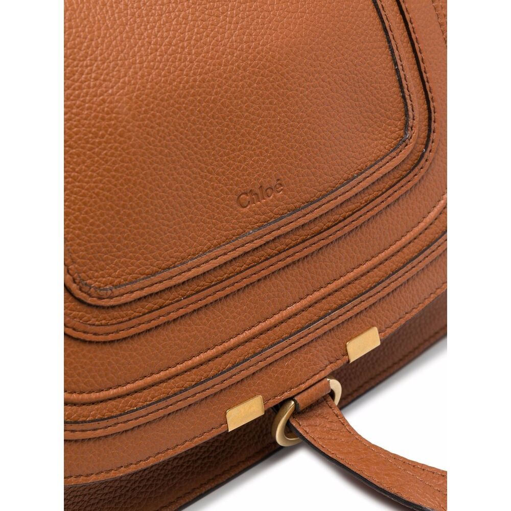 Chloé Marcie Mini Double Carry Leather Shoulder Bag In Brown