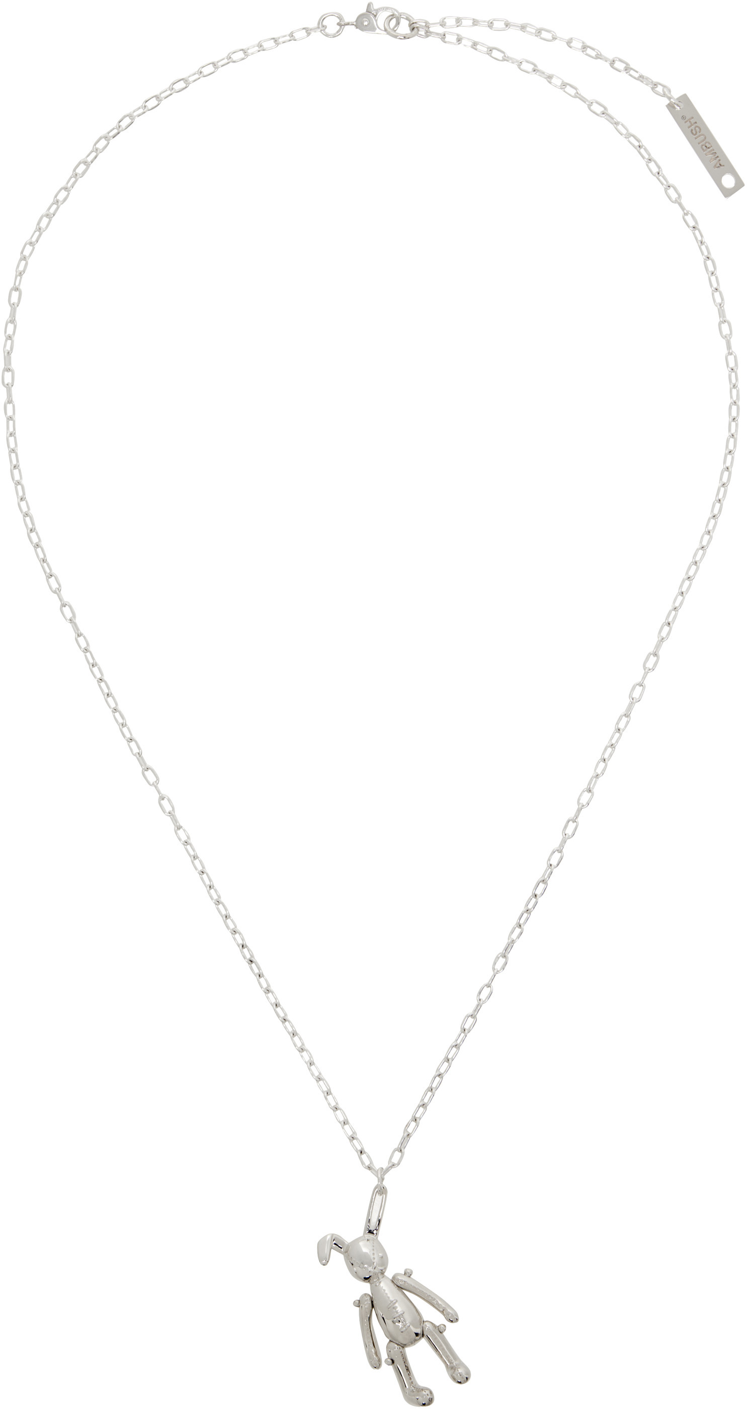 Ambush Teddy Bear Charm Necklace In White