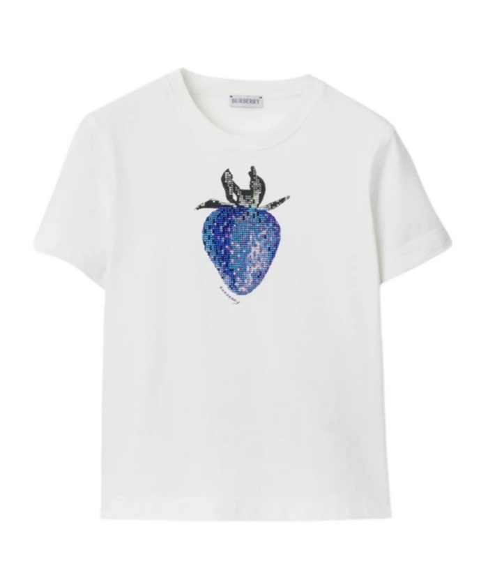 Burberry Crystal-embellished Cotton T-shirt In White
