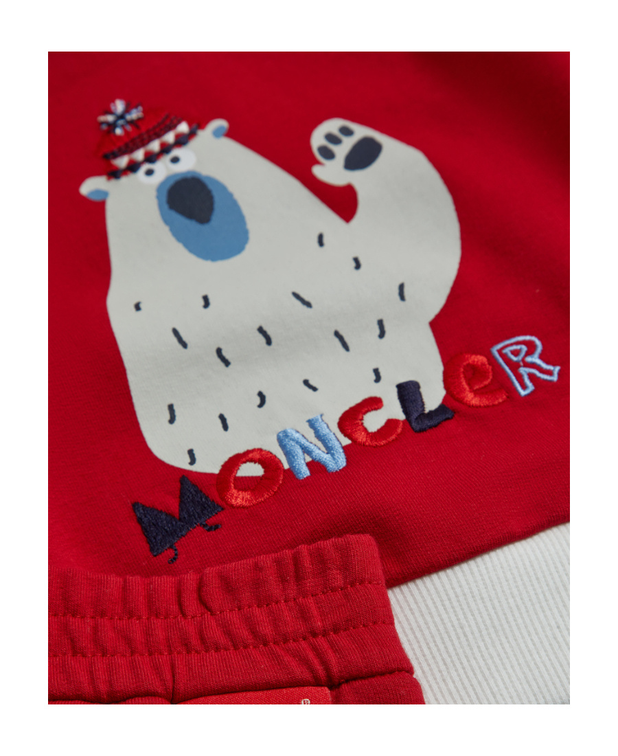 Moncler Polar Bear Pattern Printing Two-piece Set In Red