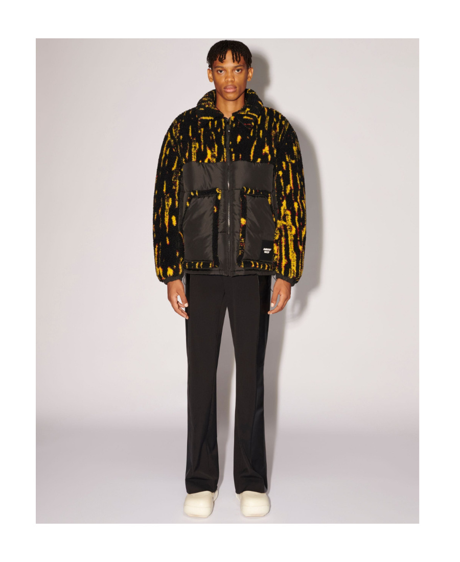 Ambush Multicolor Abstract-print Panelled Jacket In Black
