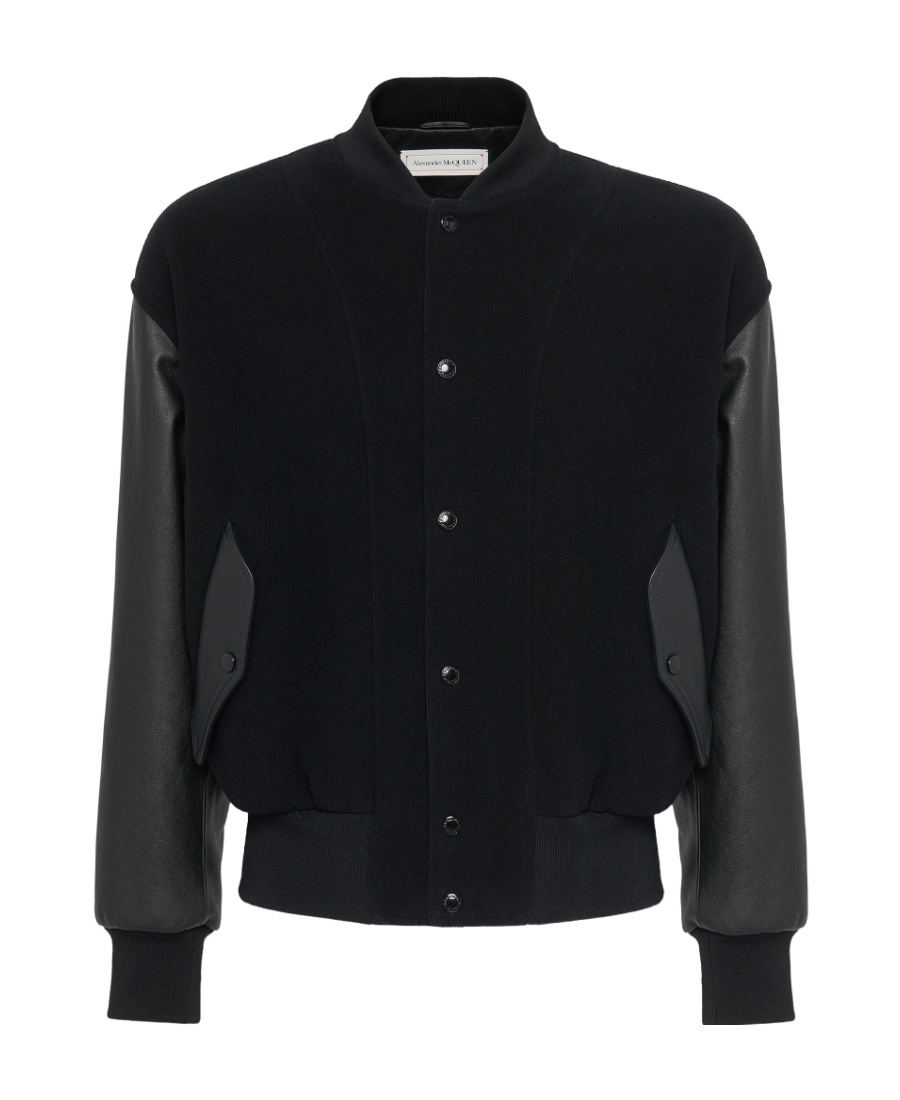 Alexander Mcqueen Seal-appliqué Bomber Jacket In Black