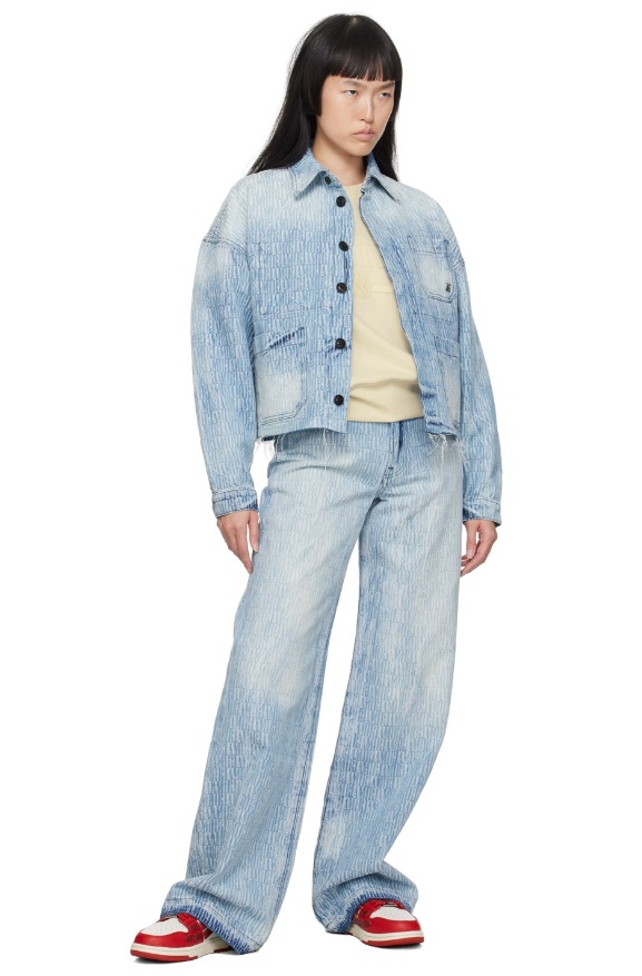 Amiri Logo Jacquard Denim Workwear Jacket In Blue