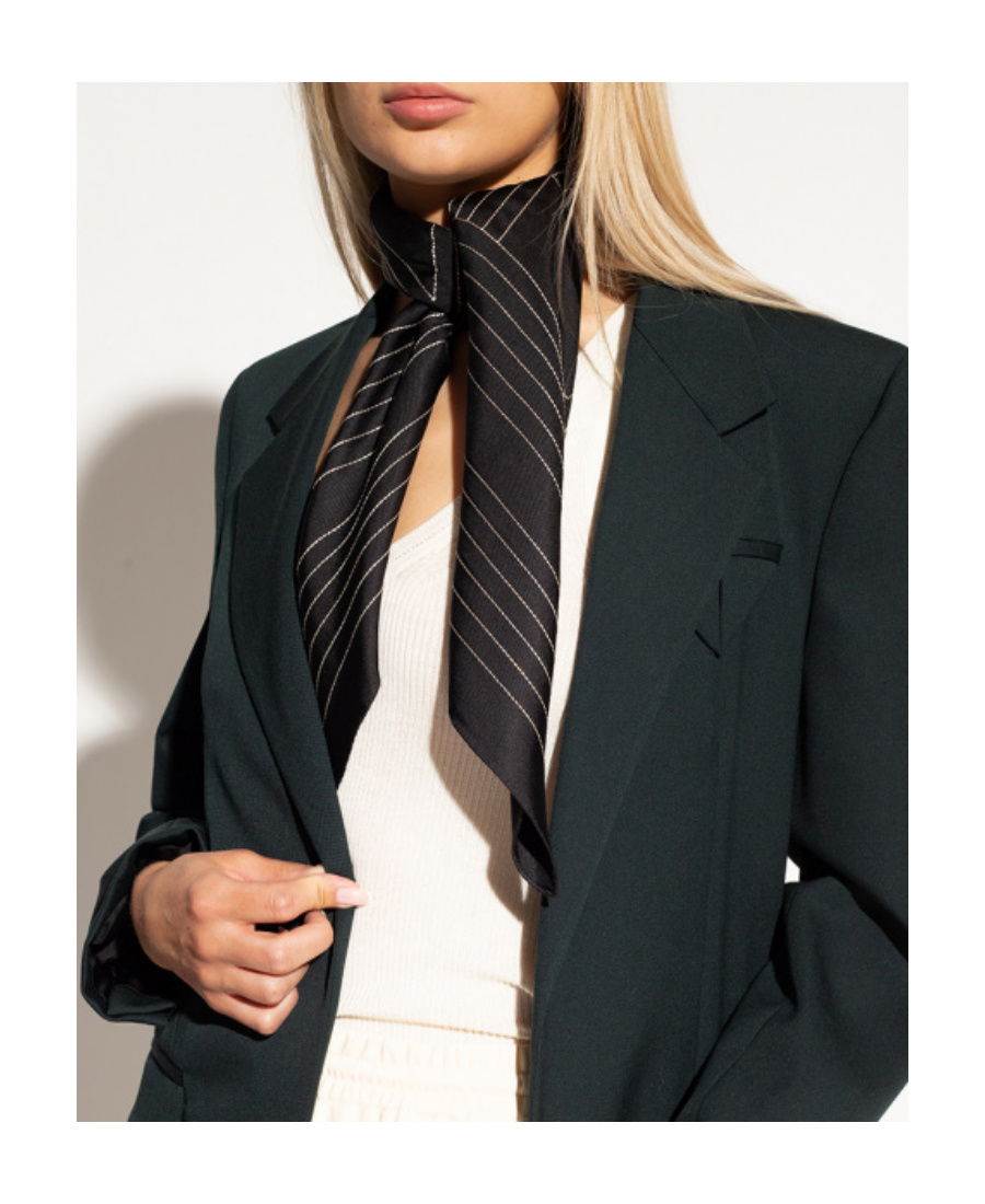 TOTÊME TOTÊME LOGO EMBROIDERED STRIPE SCARF