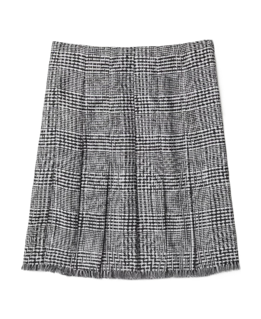 Burberry Plaid-check Fringed Miniskirt In Gray