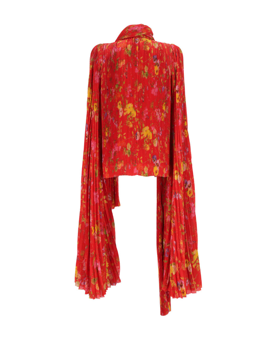 Balenciaga Red Pleated Blouse In Red