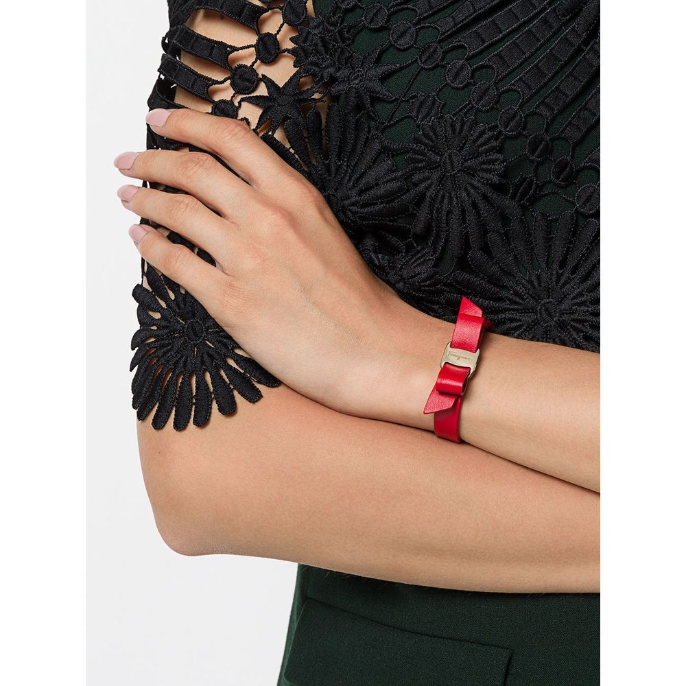 Ferragamo Flower Eyelet Adjustable Bracelet In Red