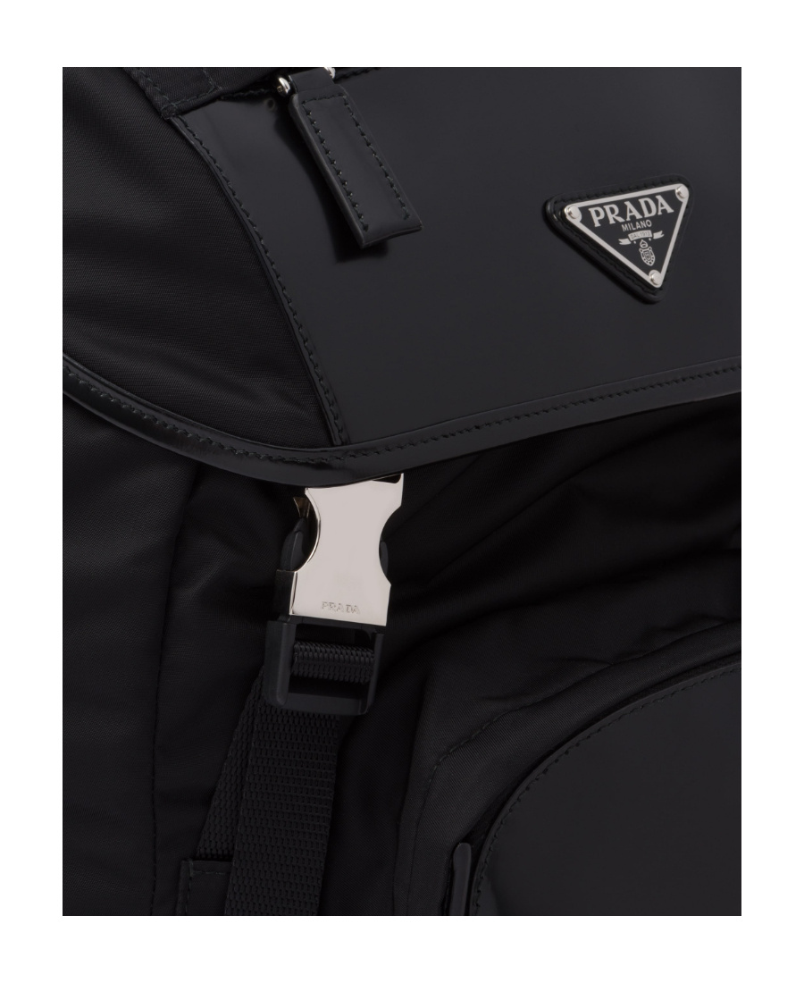 Prada Re-nylon And Brushed Leather Backpack In Black