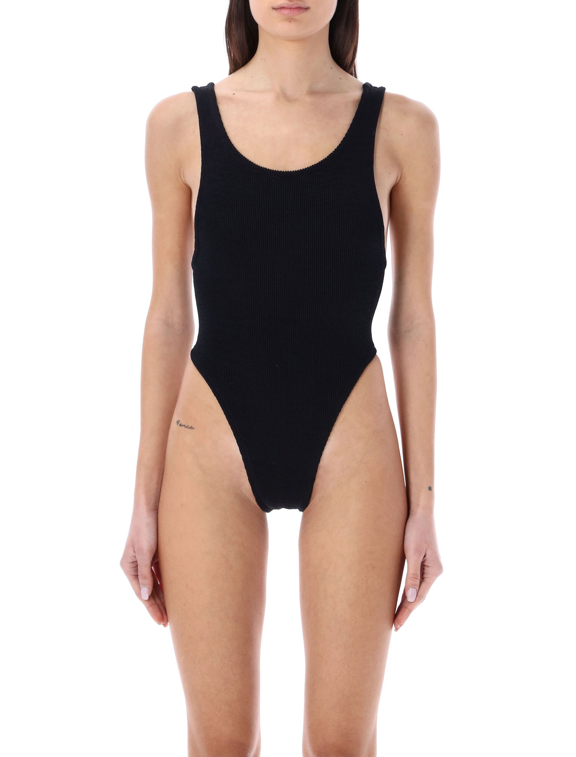 Reina Olga Ruby Stretch Design Sleeveless Swimsuit In Black