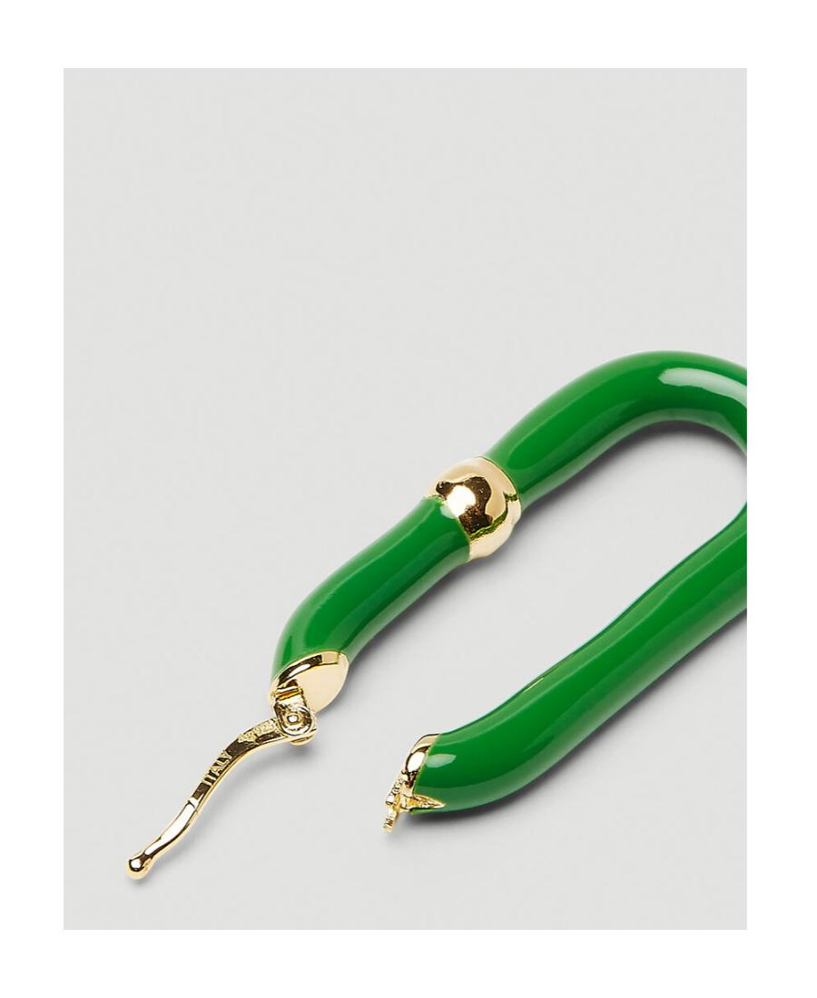 Bottega Veneta Enamel Hoop Earrings In Green
