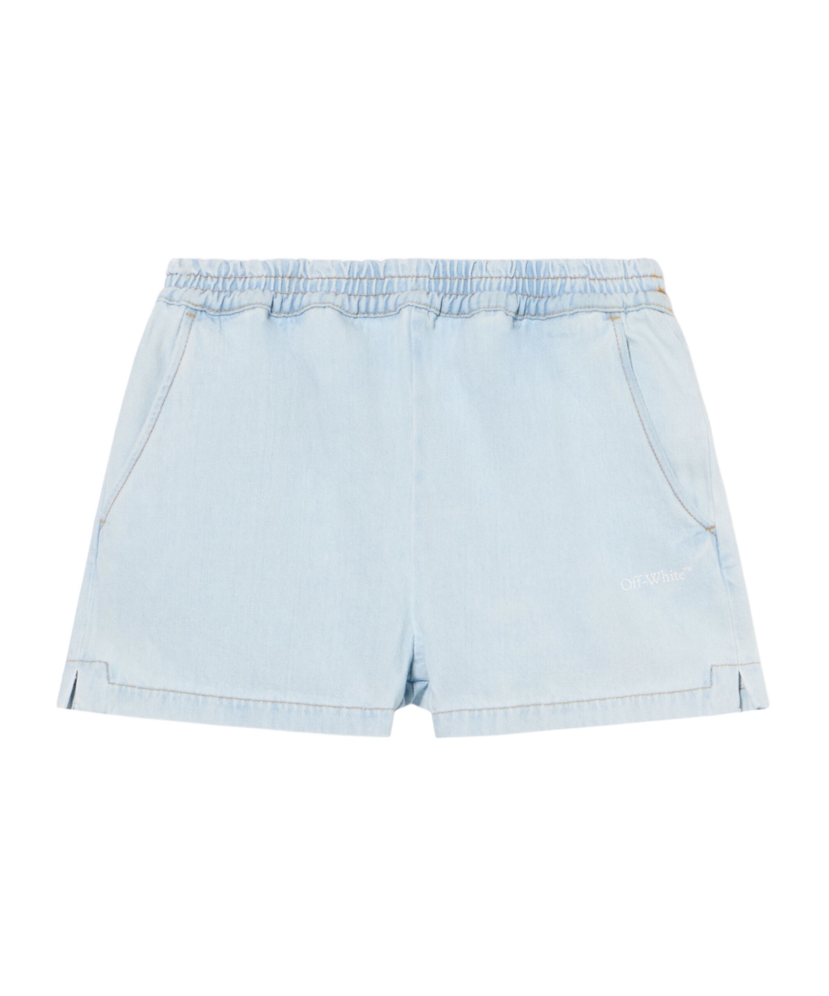 Off-white Logo-print Denim Shorts In Blue