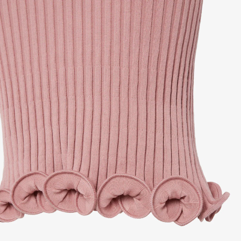 Fendi Stretch Wool Blend Dress With Ruffled Hem In Pink