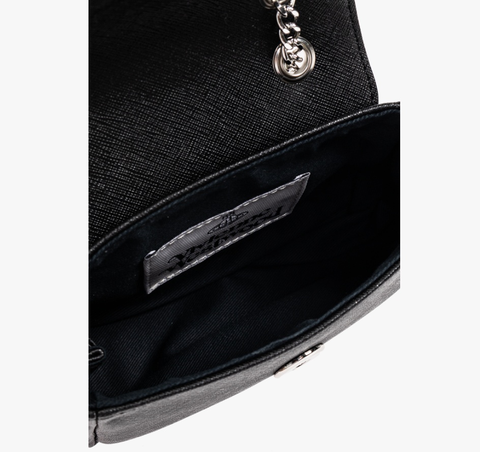 Vivienne Westwood Textured Black Handbag With Chain Strap