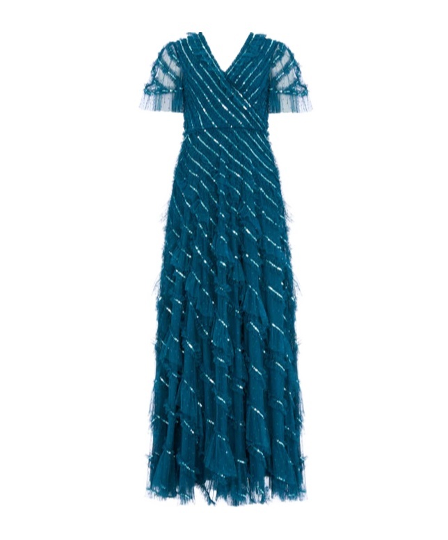 Needle & Thread Sequined V Dress In Blue