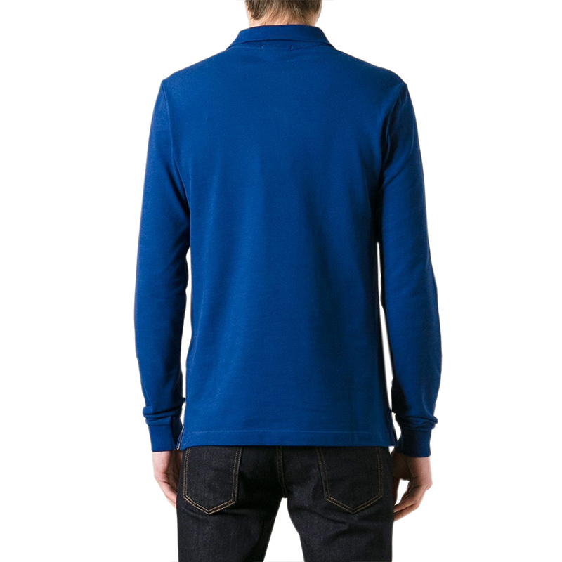 Burberry Logo Long-sleeved Polo Shirt In Blue