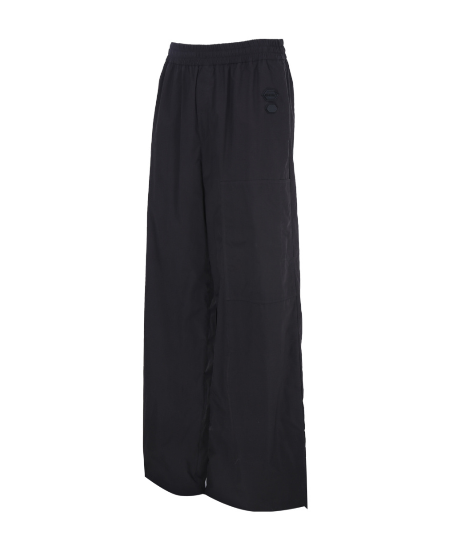 Off-white Logo Patch Wide-leg Trousers In Black