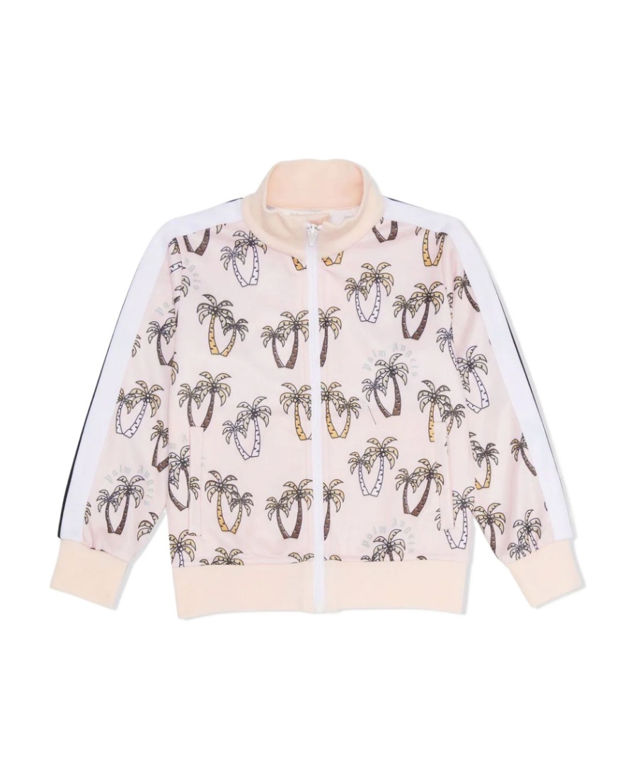 Palm Angels Palm Tree Print Zip-fastening Jacket In Pink