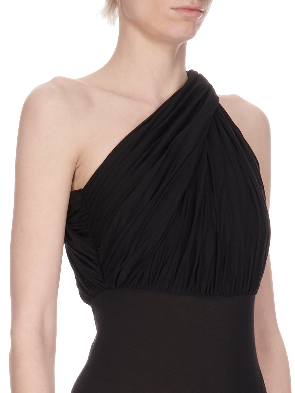 Rick Owens One-shoulder Draped Bodysuit In Black
