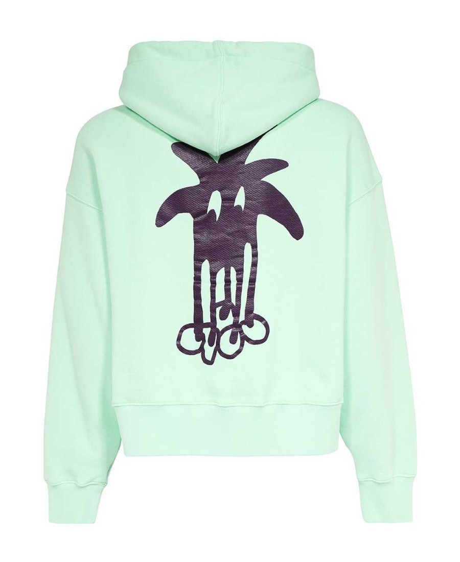 Palm Angels Cotton Hoodie In White