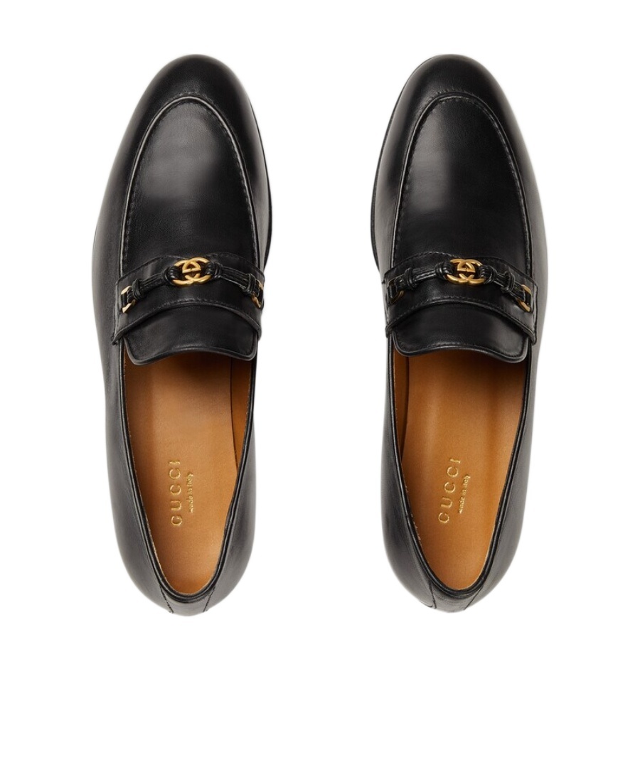 Gucci Black Horsebit Interlocking G Loafers In Black