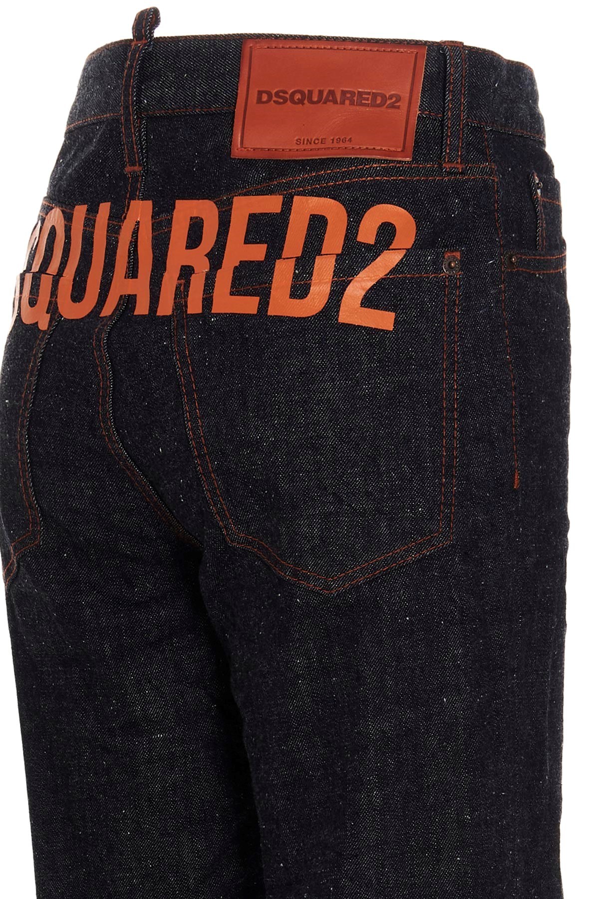 Dsquared2 High-waist Logo Print Jeans In Black