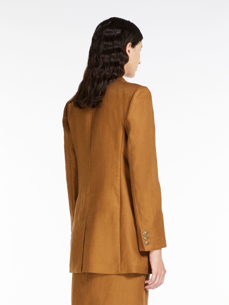 Max Mara Double-breasted Suit Jacket In Brown