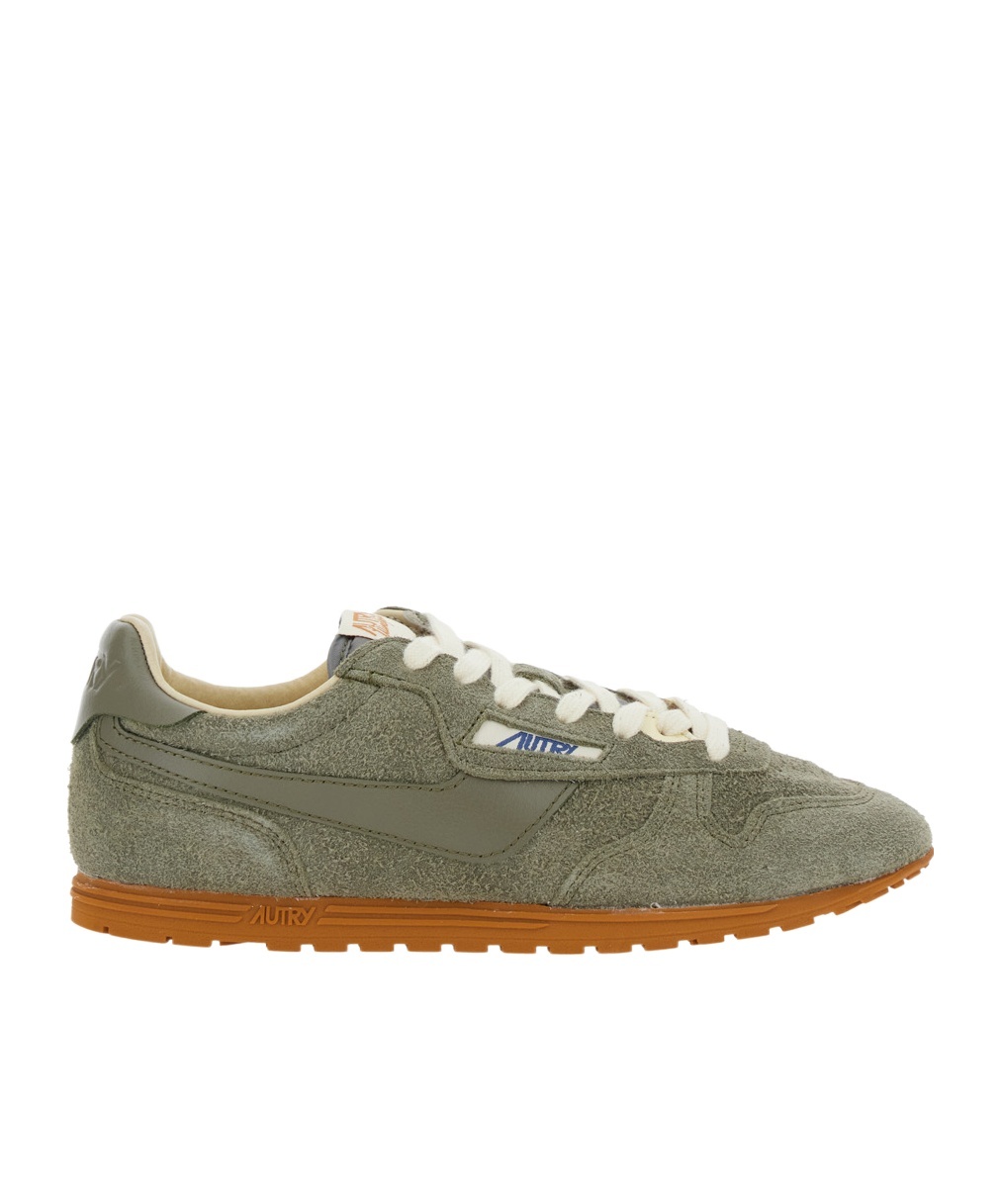 Autry Windspin Green Low Top Sneakers With Logo Patch On Tongue And Side In Suede Woman In Gray